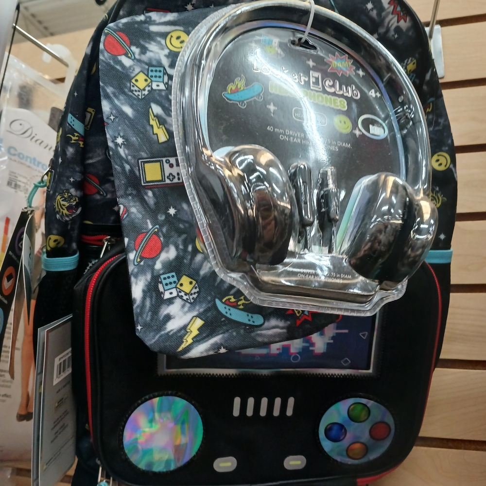 Kids Gaming-Themed Backpack with Headphones
